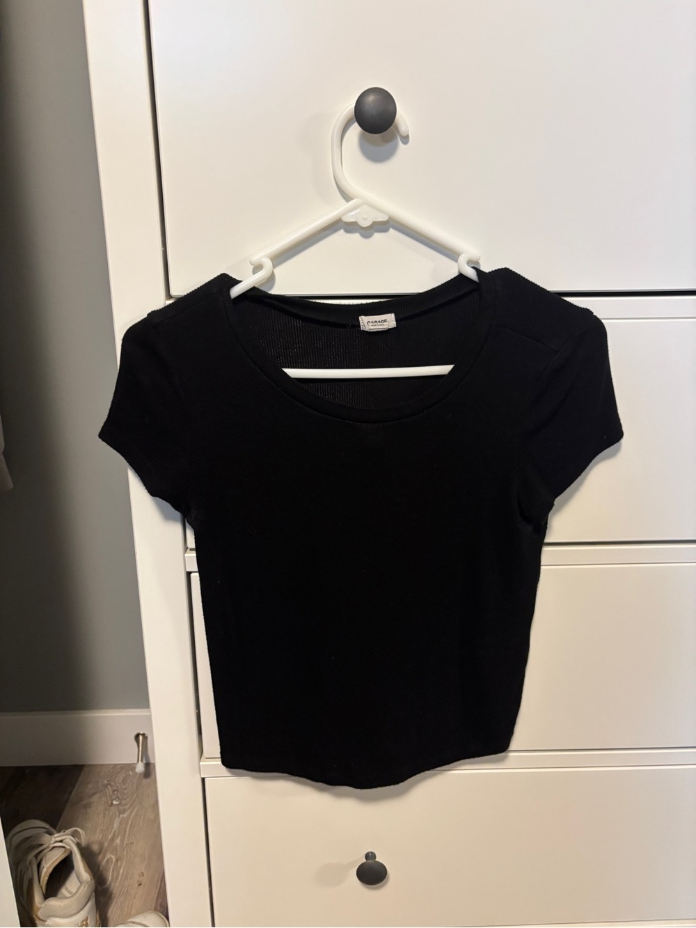 Garage Black Short Sleeve Scoop Neck Tee